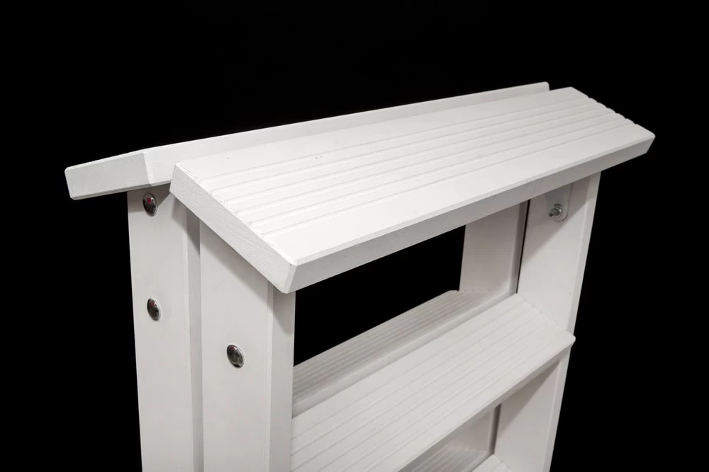 Стремянка двухсторонняя деревянная Hoz-Block Марк 5 ступеней Белая (арт. ДДС-5Б) от магазина ЛесКонПром.ру