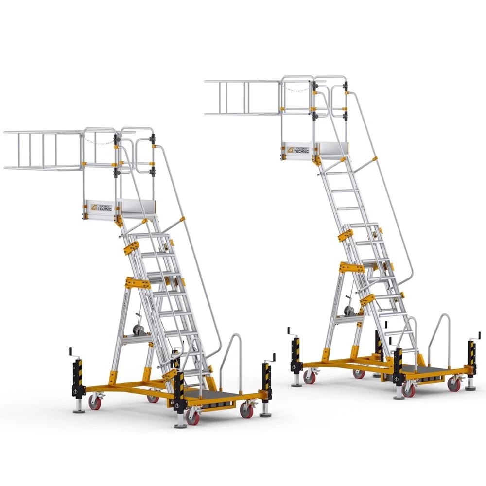 Алюминиевая промышленная платформа 8 ступеней CAGSAN односторонняя с регулировкой по высоте (арт.YP250) от магазина ЛесКонПром.ру