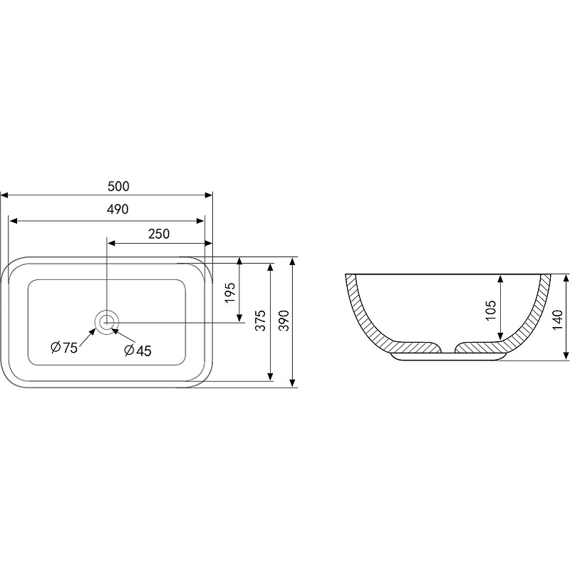 Раковина-чаша Abber Rechteck 50 AC2202 Белая от магазина ЛесКонПром.ру