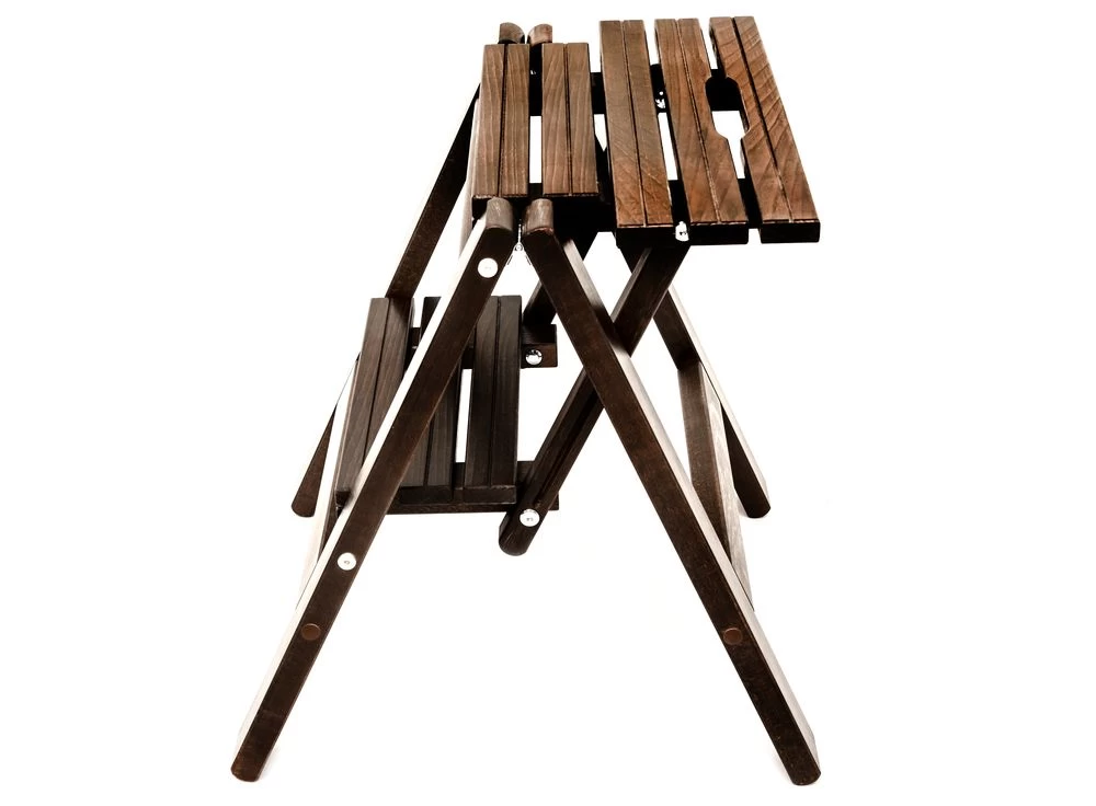 Стремянка-табурет деревянная с широкими ступенями Hoz-Block Микки 2 ступени Венге (арт. СДМТ-2В) от магазина ЛесКонПром.ру