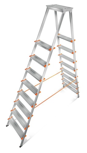 Двухсторонняя стремянка алюминиевая Эйфель 8 ступеней (арт. Мастер 130 - 208) от магазина ЛесКонПром.ру