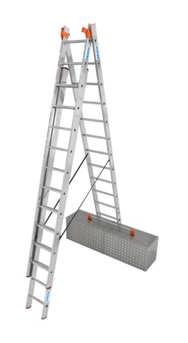 Лестница алюминиевая трехсекционая с допфункцией KRAUSE TRIBILO  3х12 от магазина ЛесКонПром.ру