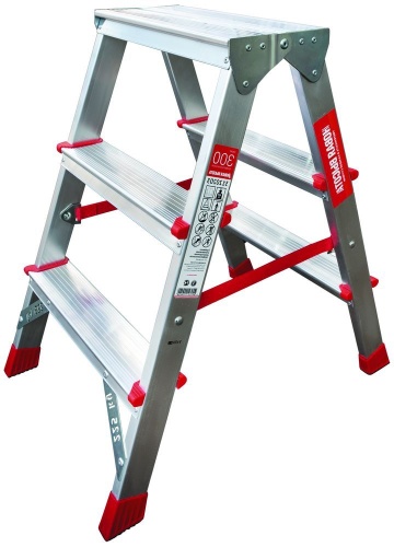 Стремянка алюминиевая двухсторонняя профессиональная 225 кг. Новая Высота 3 ступени (арт. 3120203) от магазина ЛесКонПром.ру