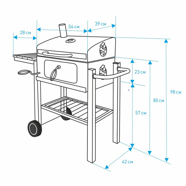 Гриль угольный 105x42x113 см от магазина ЛесКонПром.ру