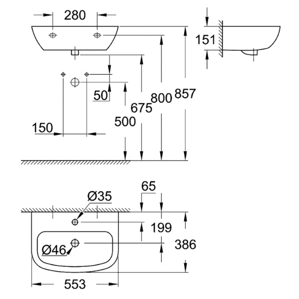 Раковина GROHE Bau Ceramic 55 см от магазина ЛесКонПром.ру