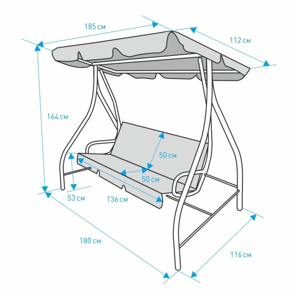 Садовые качели 180x116x164 см от магазина ЛесКонПром.ру