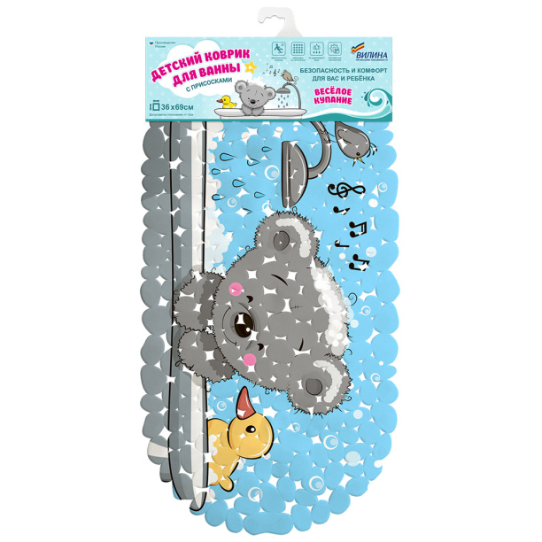 Коврик ВИЛИНА Мишка в ванне 39х69 см антискользящий от магазина ЛесКонПром.ру
