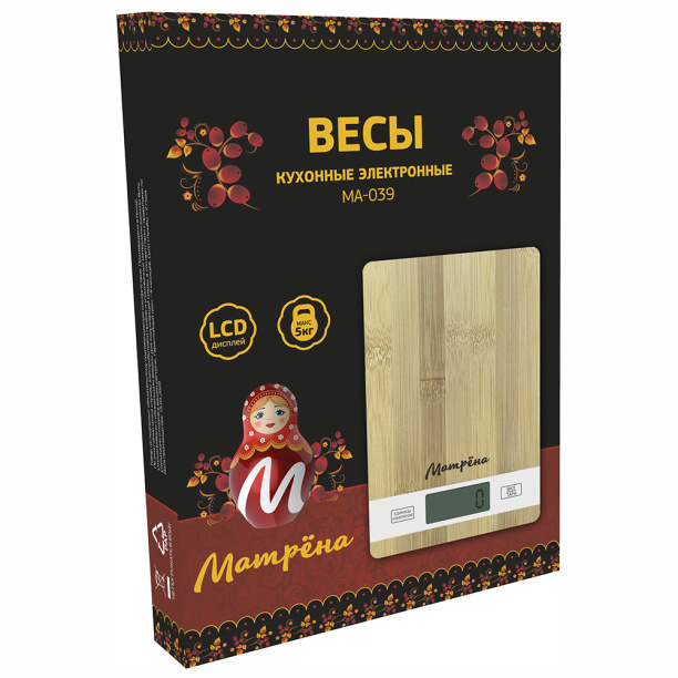 Весы кухонные МАТРЁНА бамбук прямоугольные от магазина ЛесКонПром.ру