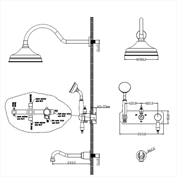 Душевая система Boheme Medici 308 Бронза от магазина ЛесКонПром.ру