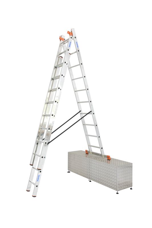 Лестница алюминиевая трехсекционая с допфункцией KRAUSE TRIBILO 3х10 от магазина ЛесКонПром.ру