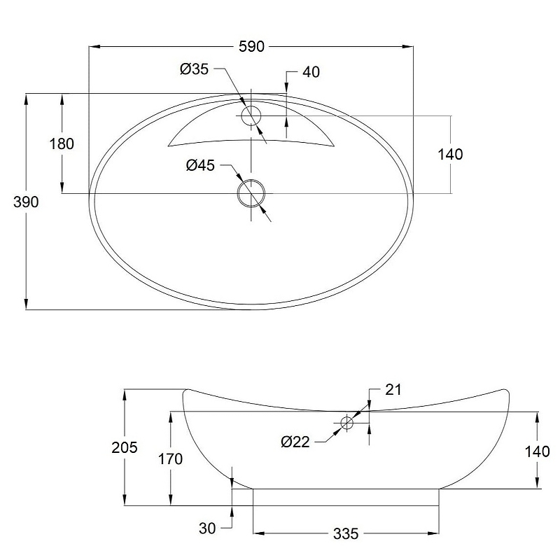 Раковина Bond 59 S15-590 Белая глянцевая от магазина ЛесКонПром.ру