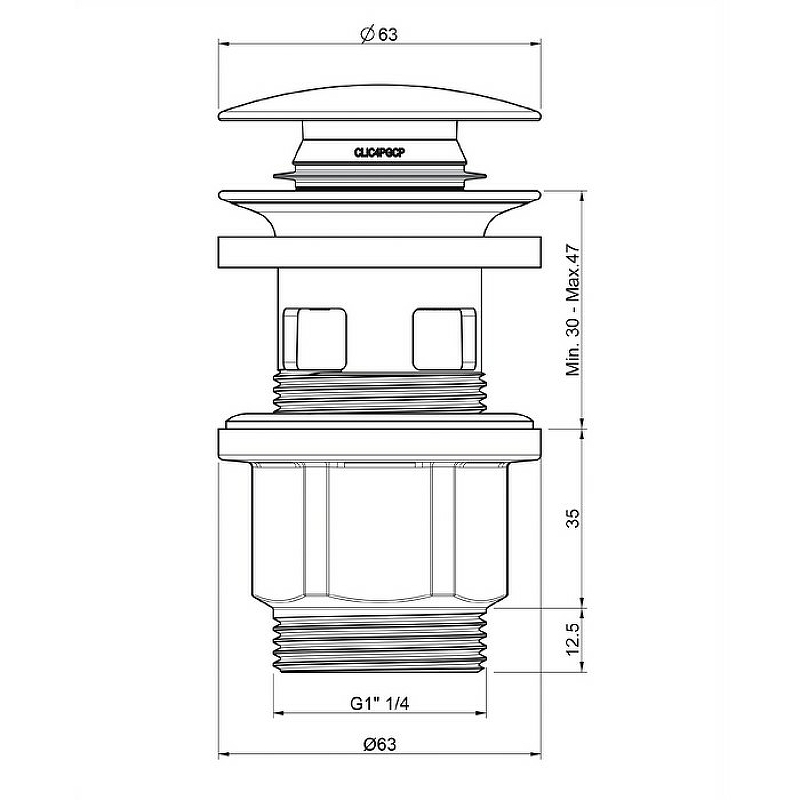 Донный клапан Omnires A64IN click-clack Инокс от магазина ЛесКонПром.ру
