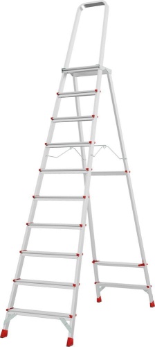 Стремянка алюминиевая профессиональная с увеличенной площадкой, с дугой безопасности  80 см. Новая Высота 10 ступеней (арт. 3130110) от магазина ЛесКонПром.ру