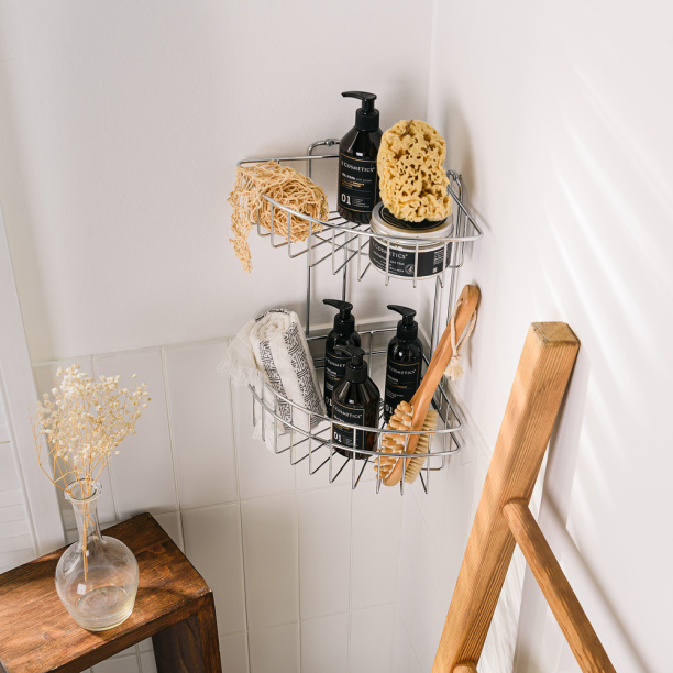 Полка сетчатая ЧМЗ Кашалот 2-ярусная угловая хром от магазина ЛесКонПром.ру