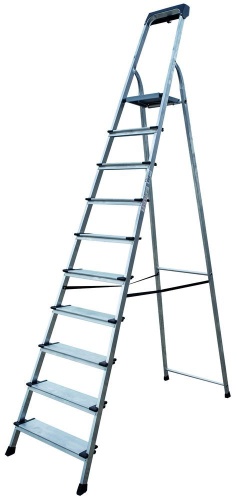 Стремянка алюминиевая с широкой ступенью и органайзером Новая Высота 10 ступеней (арт. 2118110) от магазина ЛесКонПром.ру