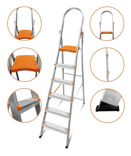 Стремянка алюминиевая Эйфель 6 ступеней (арт. Мечта 106) от магазина ЛесКонПром.ру