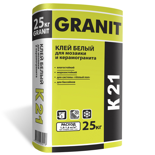 Клей для плитки GRANIT K21 белый 25 кг от магазина ЛесКонПром.ру