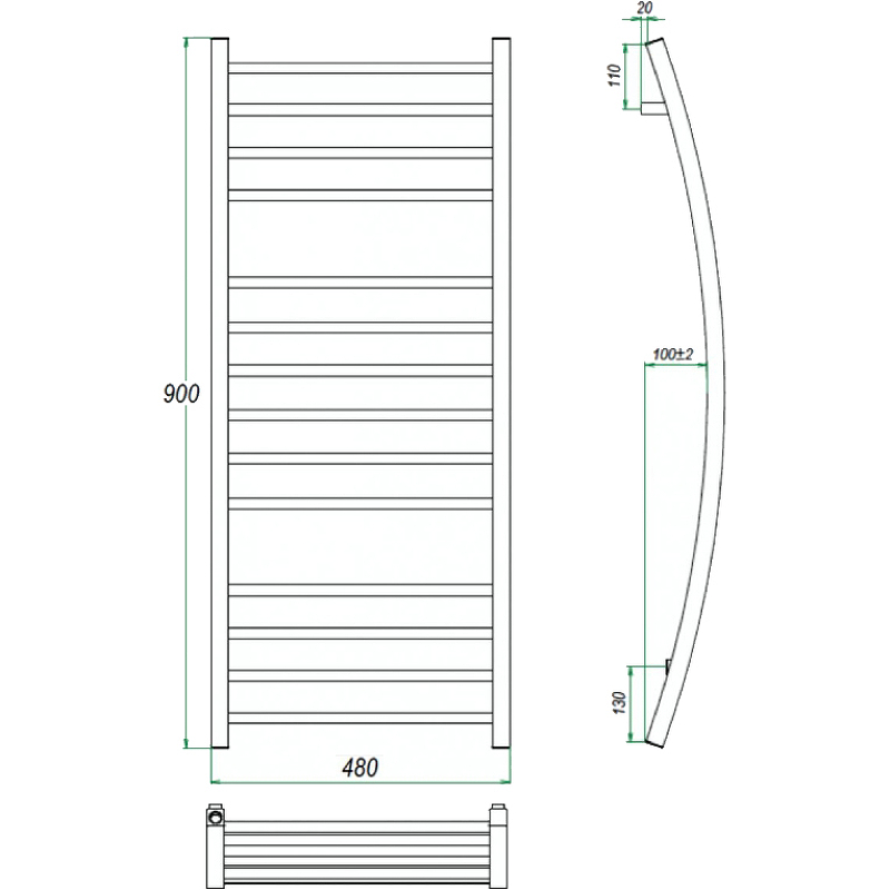 Водяной полотенцесушитель Grota Primo 480х900 Хром от магазина ЛесКонПром.ру