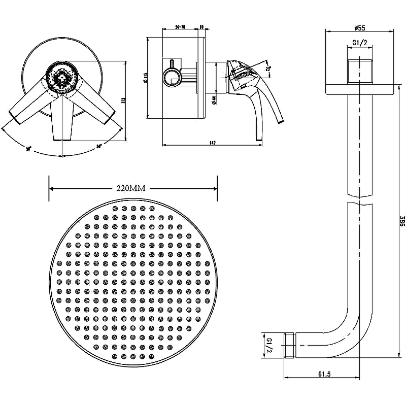 Душевая система ESKO Set_3in1 Хром от магазина ЛесКонПром.ру