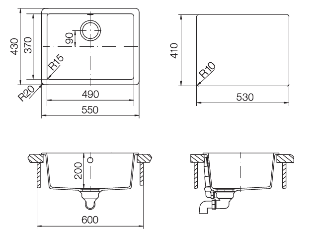 Кухонная мойка QUADRO 60 CRISTALITE 700517 от магазина ЛесКонПром.ру