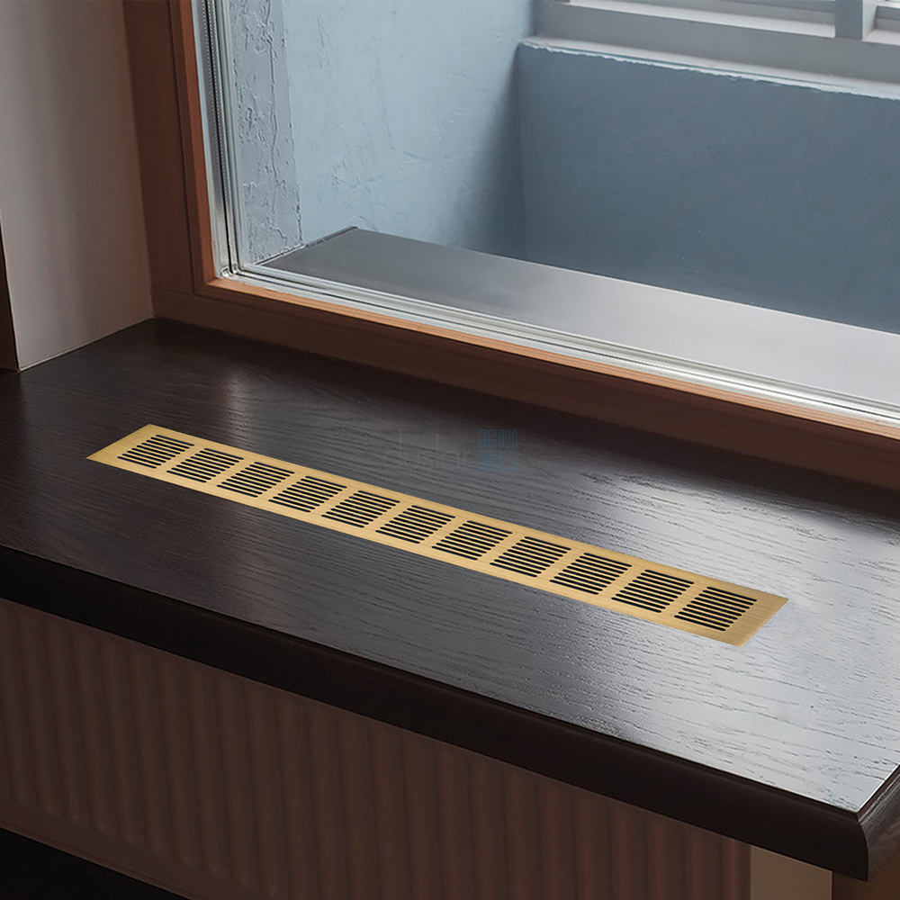 Решетка вентиляционная 350х60 мм, золото Duslar от магазина ЛесКонПром.ру