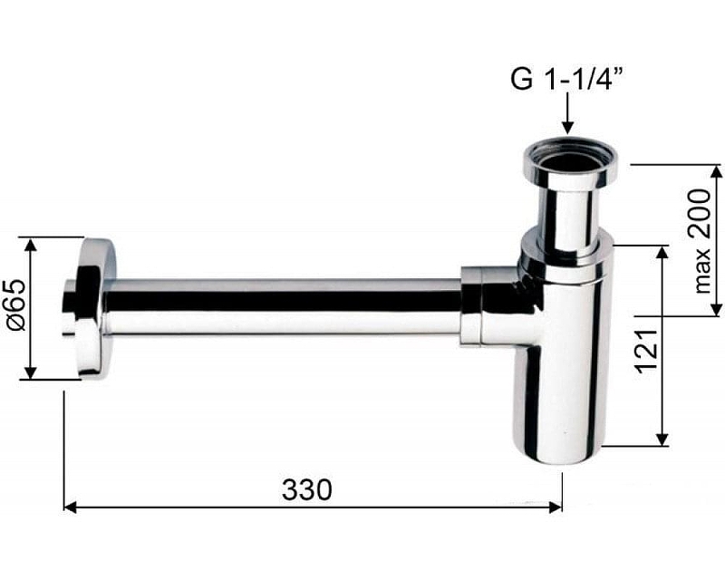 Сифон для раковины Kaiser 958L-Bl Черный от магазина ЛесКонПром.ру