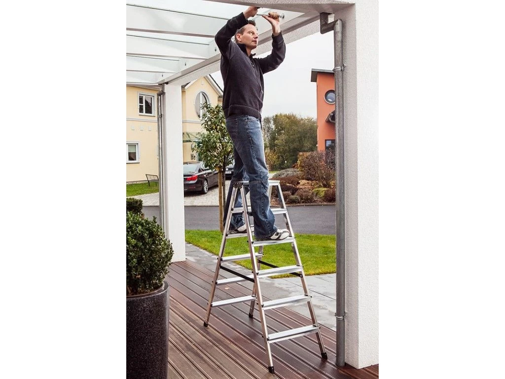 Стремянка алюминиевая двухсторонняя Krause Dopplo 2х4 ступени (арт. 120335) от магазина ЛесКонПром.ру