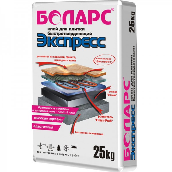Плиточный клей Боларс Экспресс быстросохнущий, 25 кг от магазина ЛесКонПром.ру