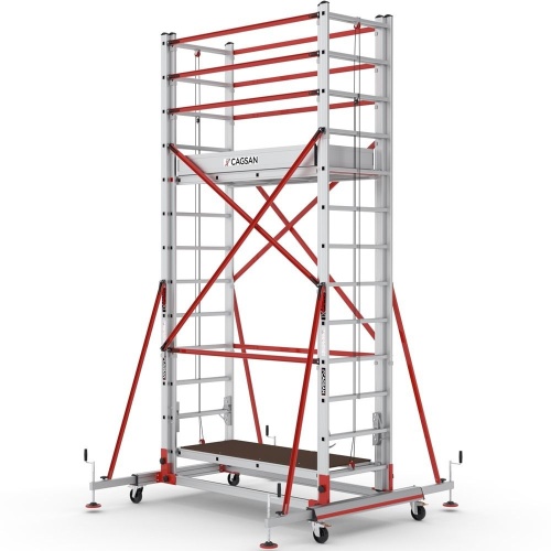 Телескопическая вышка-тура TeleSafe XLN Cagsan из двух модулей 2Х13 Ступенчатая со стабилизаторами (арт.S007_XLN) от магазина ЛесКонПром.ру