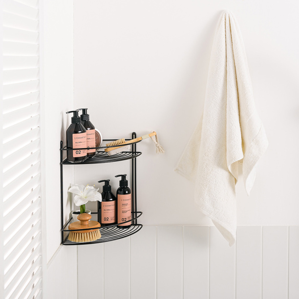 Полка сетчатая ЧМЗ 2-ярусная угловая черная от магазина ЛесКонПром.ру