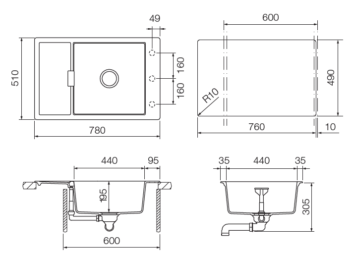 Кухонная мойка ETON 60D Small CRISTADUR 700911 SCHOCK от магазина ЛесКонПром.ру