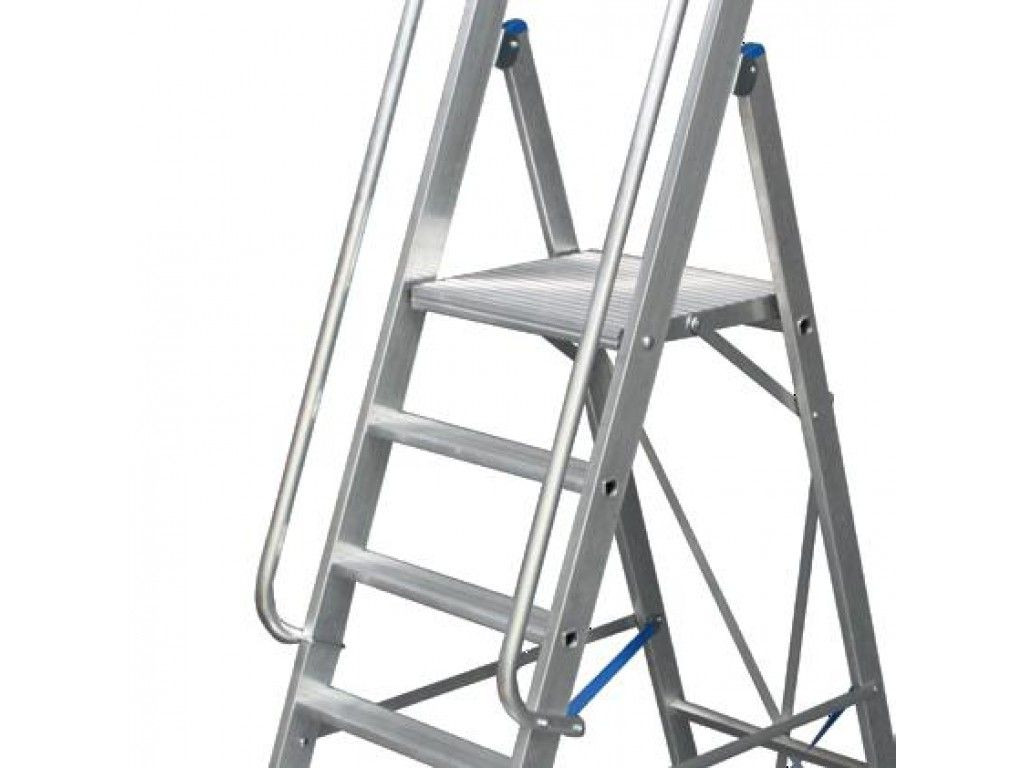 Стремянка алюминиевая Krause Stabilo с большой площадкой 8 ступеней (арт. 127785) от магазина ЛесКонПром.ру