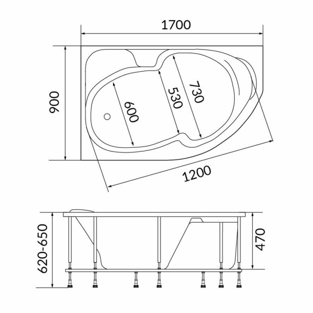 Каркас для ванны 100Acryl ACRYLIKA 170х90 см от магазина ЛесКонПром.ру
