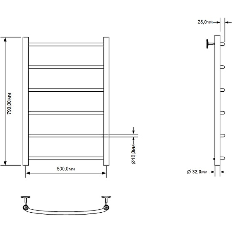 Водяной полотенцесушитель Aquanet Romeo 80x50 266725 Хром от магазина ЛесКонПром.ру