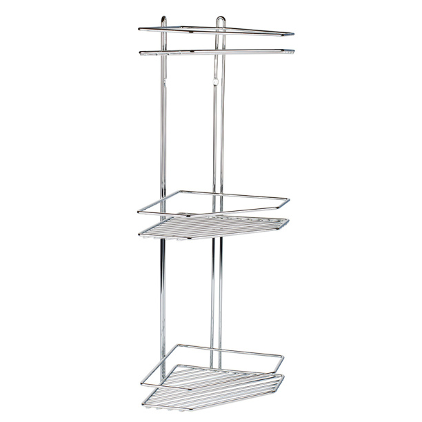 Полка сетчатая 3-ярусная угловая трапеция хром Sakura от магазина ЛесКонПром.ру