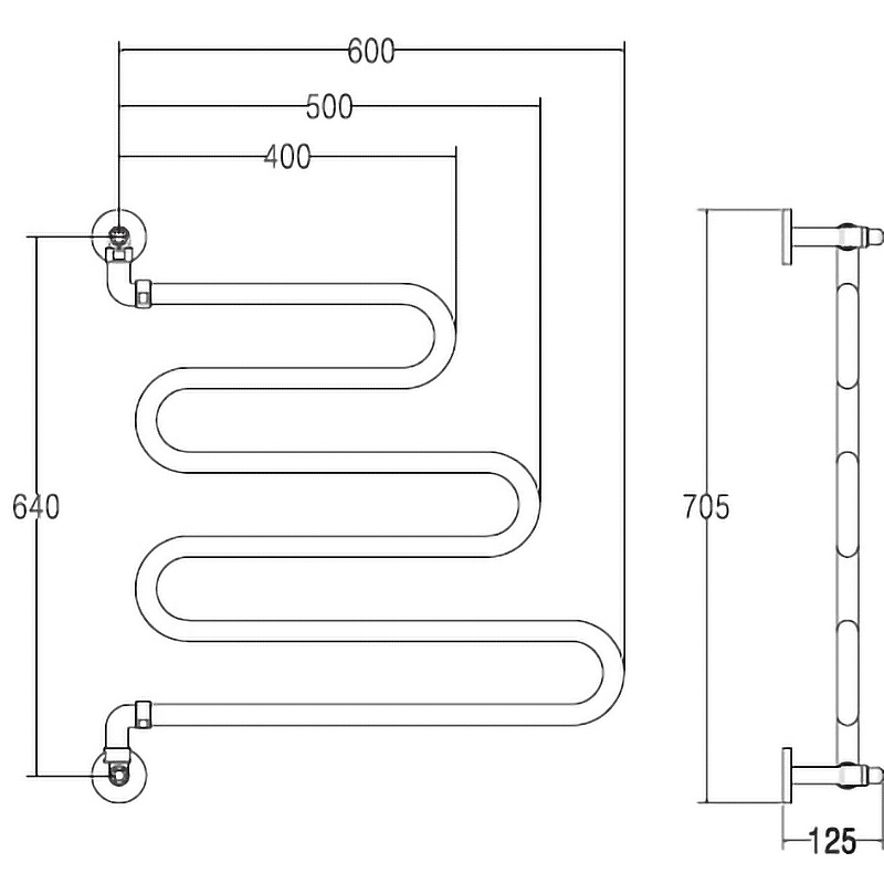 Водяной полотенцесушитель Margaroli Vento 405OB Бронза от магазина ЛесКонПром.ру
