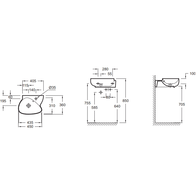 Раковина Jacob Delafon Nouvelle Vague 36 EGK112-00 Белая от магазина ЛесКонПром.ру