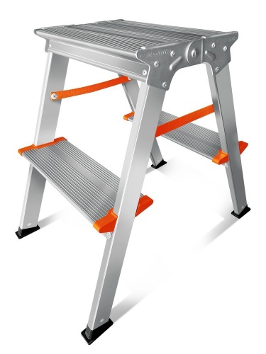 Двухсторонняя стремянка алюминиевая Эйфель 2 ступени (арт. Библио 130 - 202) от магазина ЛесКонПром.ру