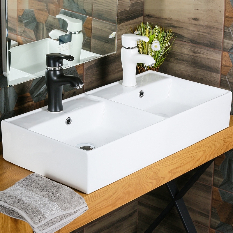 Раковина Melana 83 MLN-7063BDB двойная Белая от магазина ЛесКонПром.ру