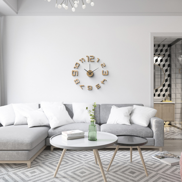 Часы-наклейки d35 см светлое дерево от магазина ЛесКонПром.ру