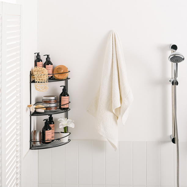 Полка сетчатая ЧМЗ 3-ярусная угловая черная от магазина ЛесКонПром.ру