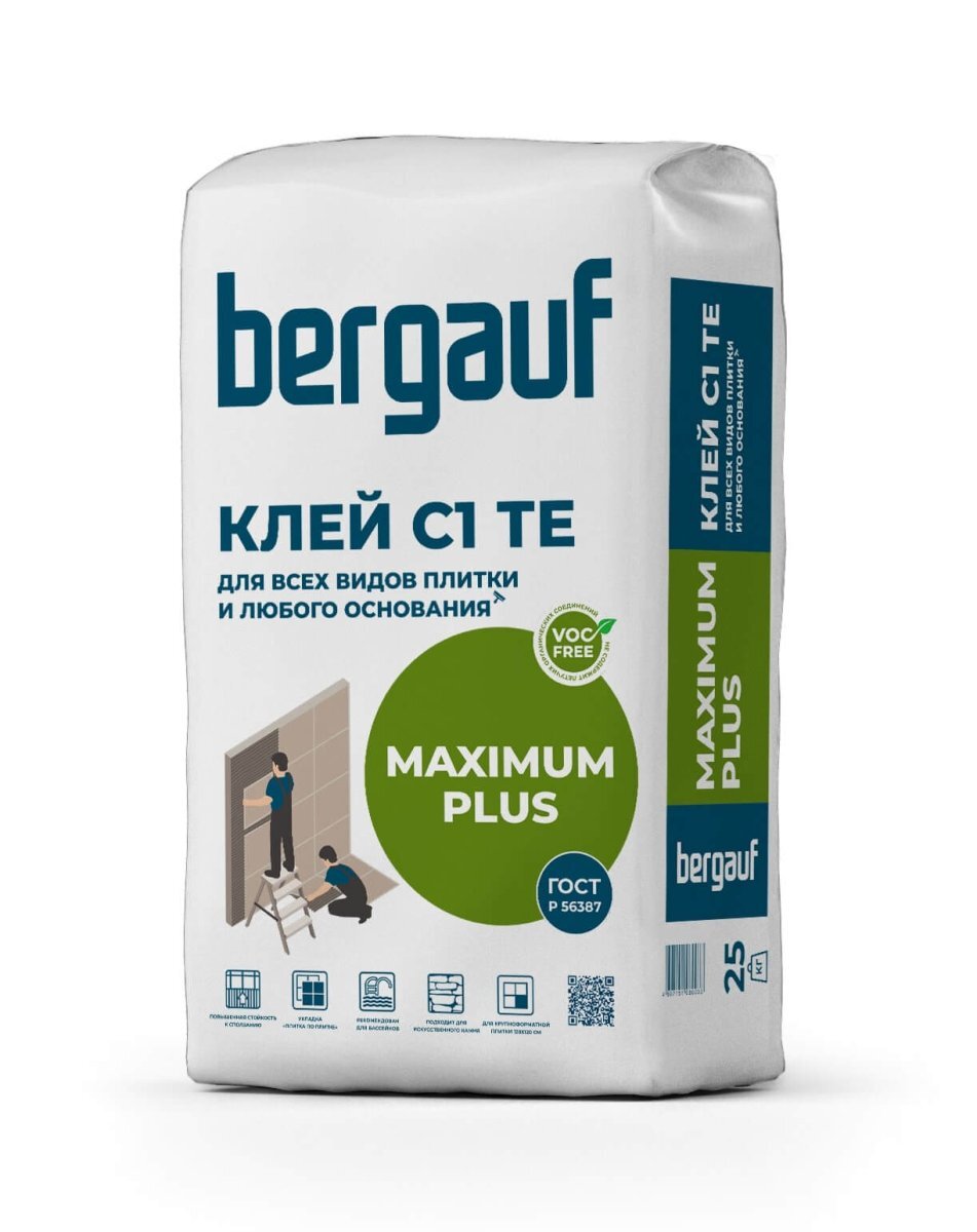 Клей для всех видов плитки Bergauf Maximum Plus 25 кг от магазина ЛесКонПром.ру