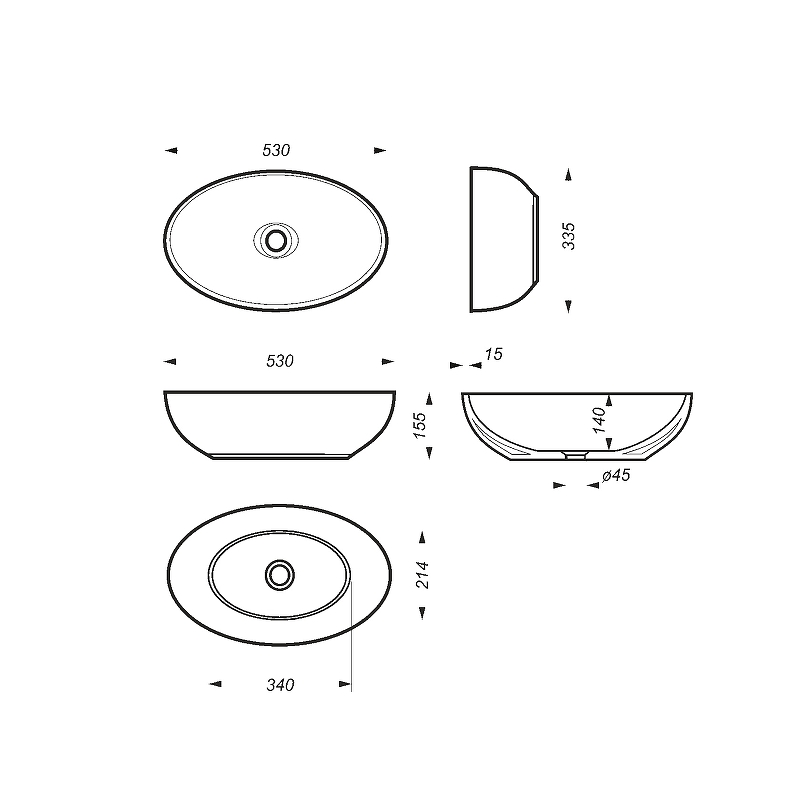 Раковина-чаша Sanita Luxe Ringo 53 RNGSLWB01 Белая от магазина ЛесКонПром.ру
