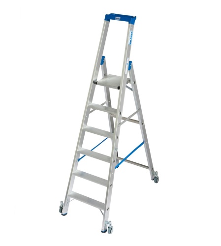 Стремянка алюминиевая Krause Stabilo с роликами 6 ступеней (арт. 124630) от магазина ЛесКонПром.ру