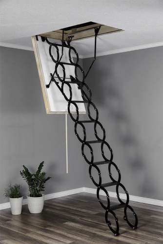 Чердачная лестница ножничного типа NOZYCOWE TERMO SUPER  с люком 60Х120, H 340 см OMAN от магазина ЛесКонПром.ру