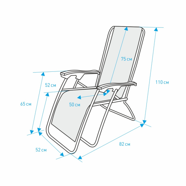Кресло складное 165х65х110 см многопозиционное от магазина ЛесКонПром.ру