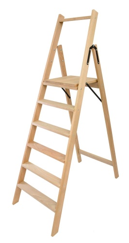 Стремянка деревянная односторонняя со ступенями Hoz-Block Электрик 6 ступеней (арт. СДЭ-6) от магазина ЛесКонПром.ру