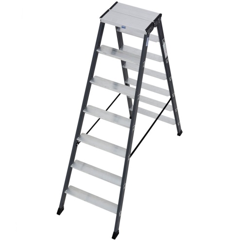 Стремянка алюминиевая анодированная Krause Sepro D 2х7 ступеней (арт. 125842) от магазина ЛесКонПром.ру