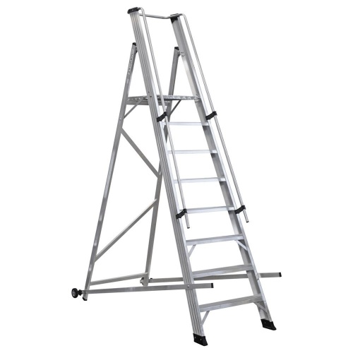 Складская профессиональная алюминиевая стремянка 8 ступеней CAGSAN арт.VE7 от магазина ЛесКонПром.ру