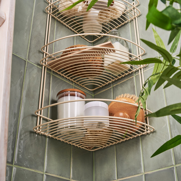 Полка сетчатая ЧМЗ 3-ярусная угловая бежевая от магазина ЛесКонПром.ру